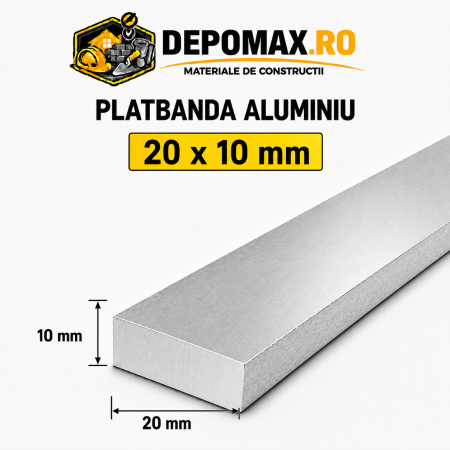Platbanda aluminiu 20 x 10 mm, 6 metri (EN-AW 6060)